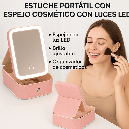 Estuche Maquillaje Portatil Espejo LED