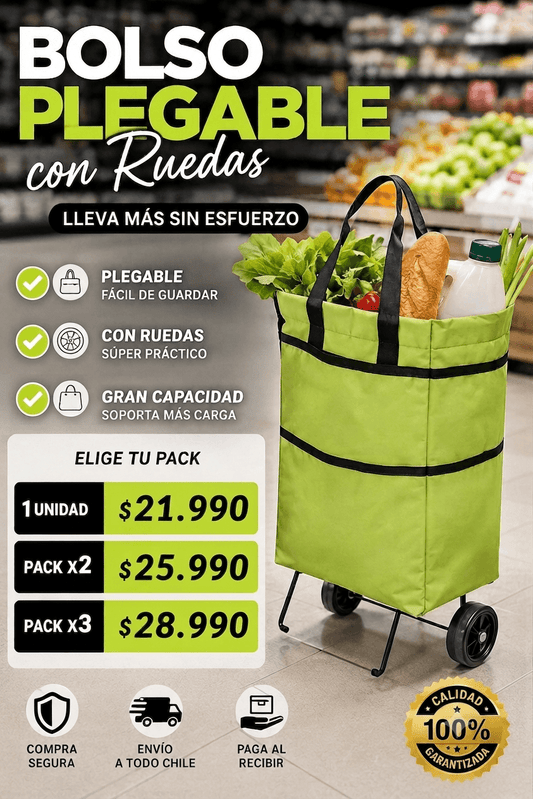 🔥Bolso 2 en 1 | De Cartera a Carrito de Compras con Ruedas  | solo por $21.990🔥