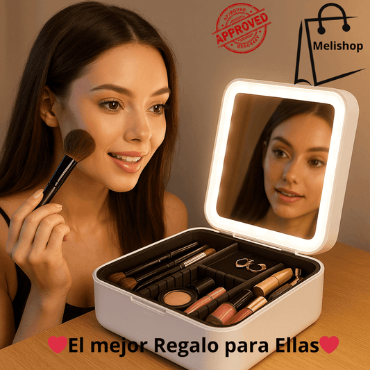 Estuche Maquillaje Portatil Espejo LED