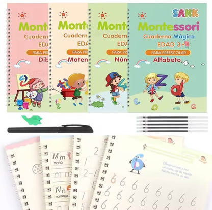 Cuaderno Mágico Montessori 4 en 1 ✍️ Reutilizable + Lápiz y 10 Tintas | OFERTA $27.990
