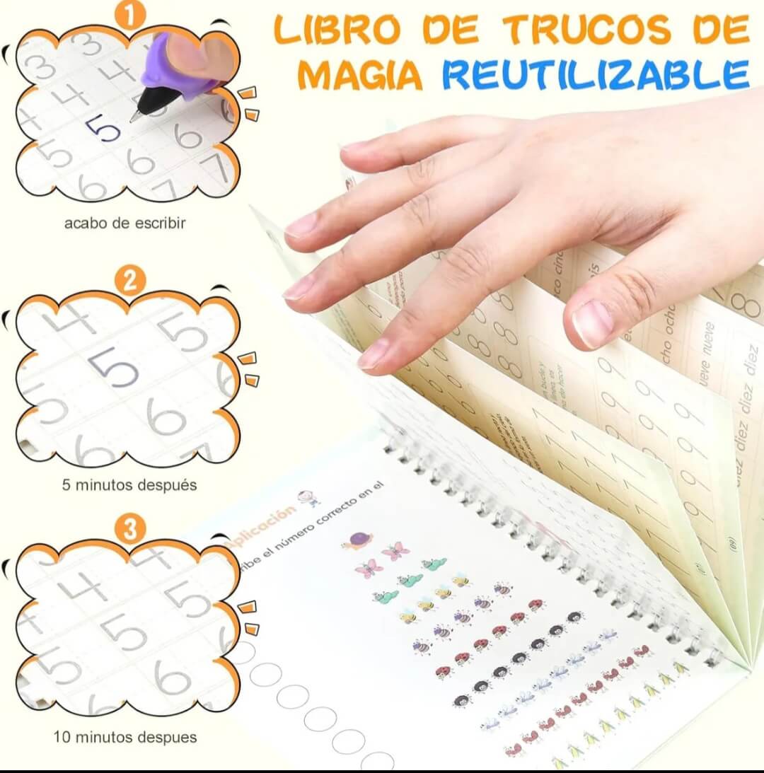 Cuaderno Mágico Montessori 4 en 1 ✍️ Reutilizable + Lápiz y 10 Tintas | OFERTA $27.990