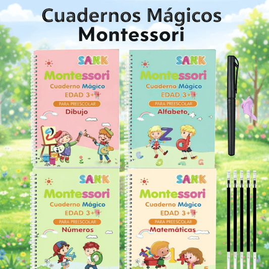 Cuaderno Mágico Montessori 4 en 1 ✍️ Reutilizable + Lápiz y 10 Tintas | OFERTA $27.990